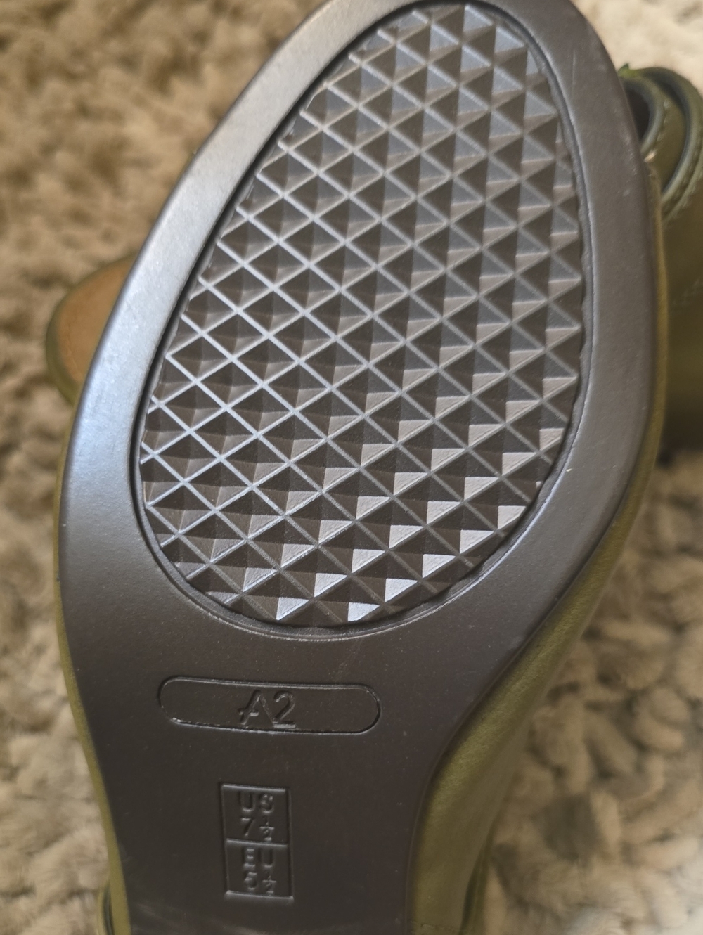 New A2 by Aerosoles Women's Size 7.5 Olive Green Leather Slide Mules 2.5 Heel - Picture 5 of 7